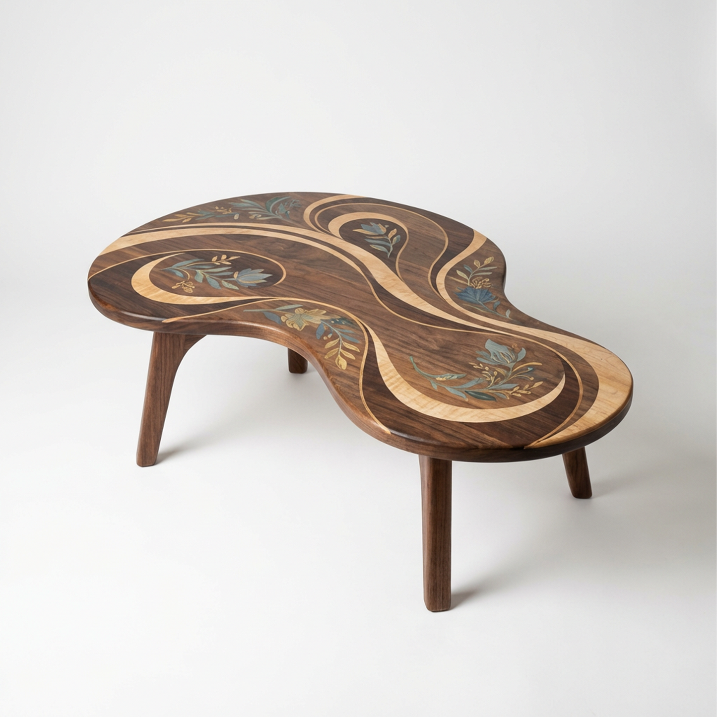 Organic-Shaped Solid Wood Coffee Table