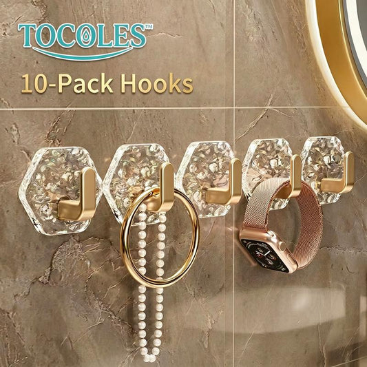 Self-Adhesive Hooks 10/20 Pack Hexagonal Ripple Design Heavy Duty Sticky Hooks
