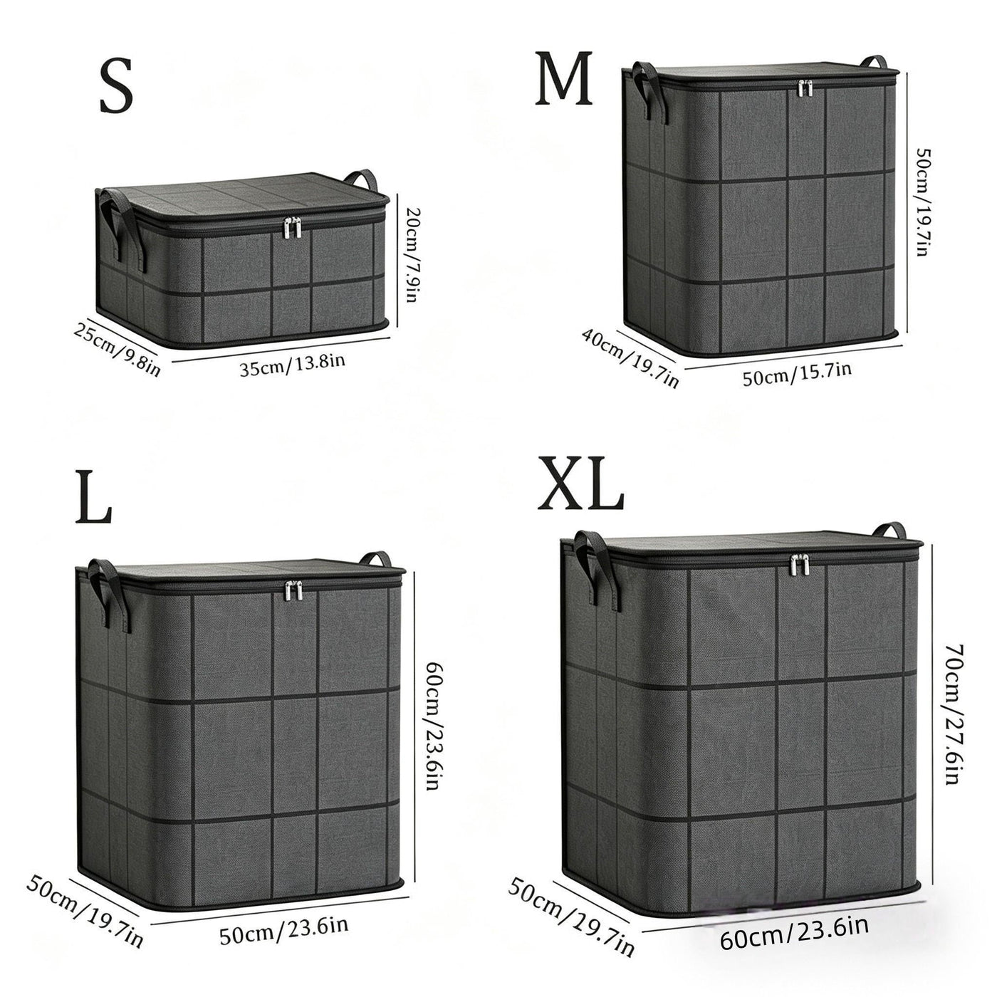 Large Foldable Storage Bag with Zipper Lid & Handles – Closet Organizer for Clothes, Blankets, Toys & Moving