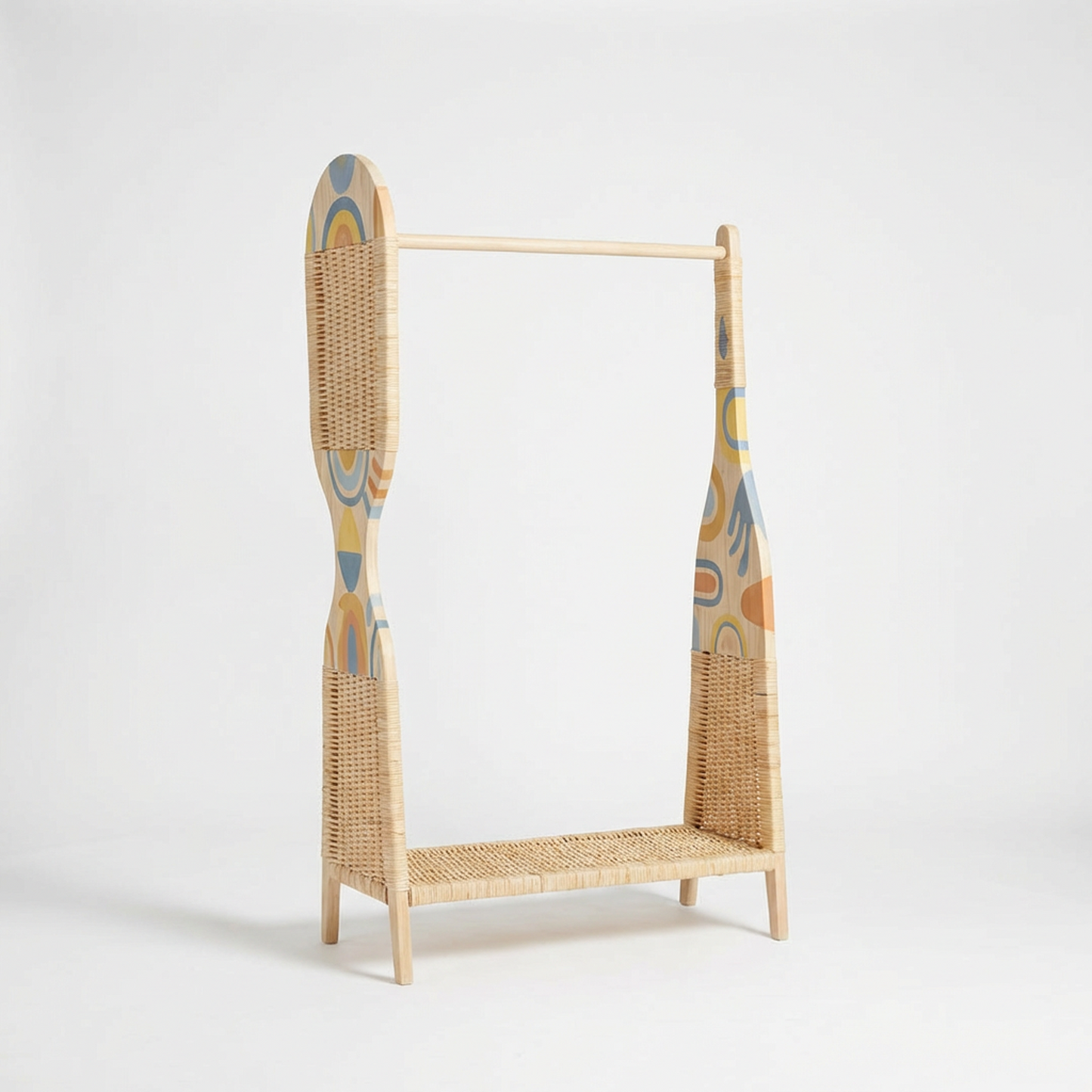 Boho Rattan Clothing Rack