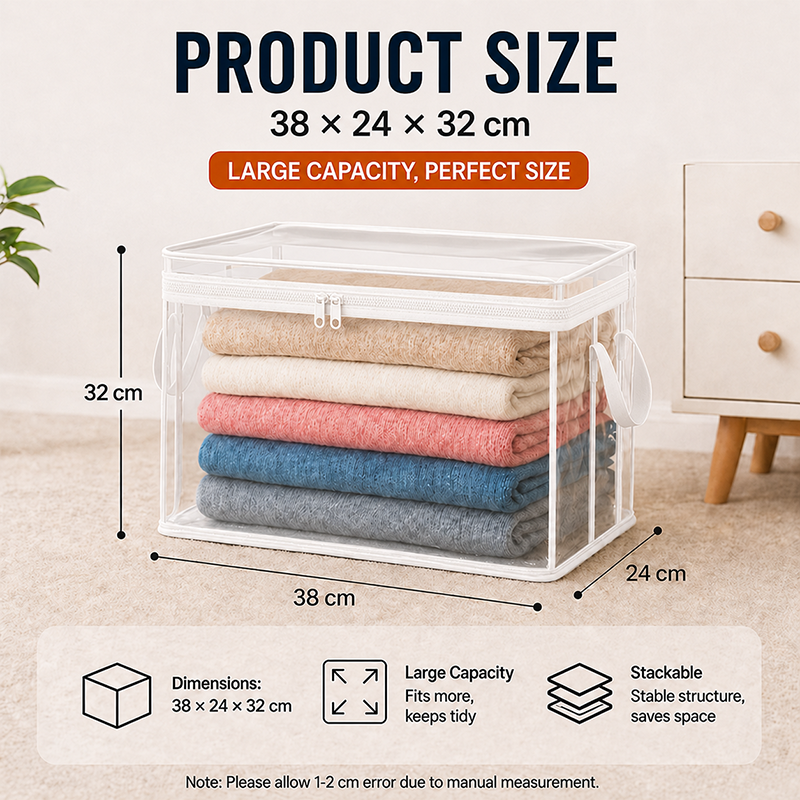 🔥Last Day 49% OFF📦Portable Large Heavy-Duty Thick Plastic Clear Storage Box with Hinged Lid | Home. Travel & Camping