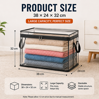 🔥Last Day 49% OFF📦Portable Large Heavy-Duty Thick Plastic Clear Storage Box with Hinged Lid | Home. Travel & Camping