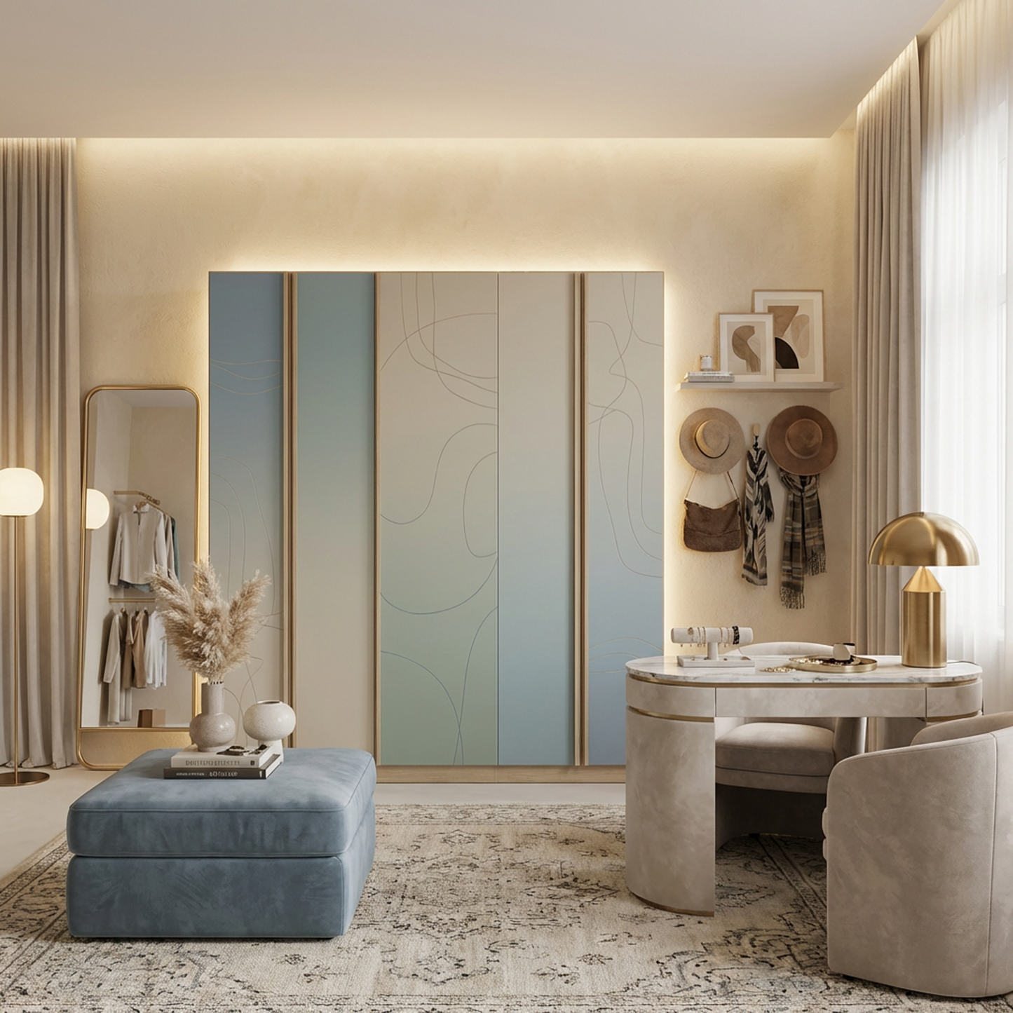 Modern 4-Door Wardrobe