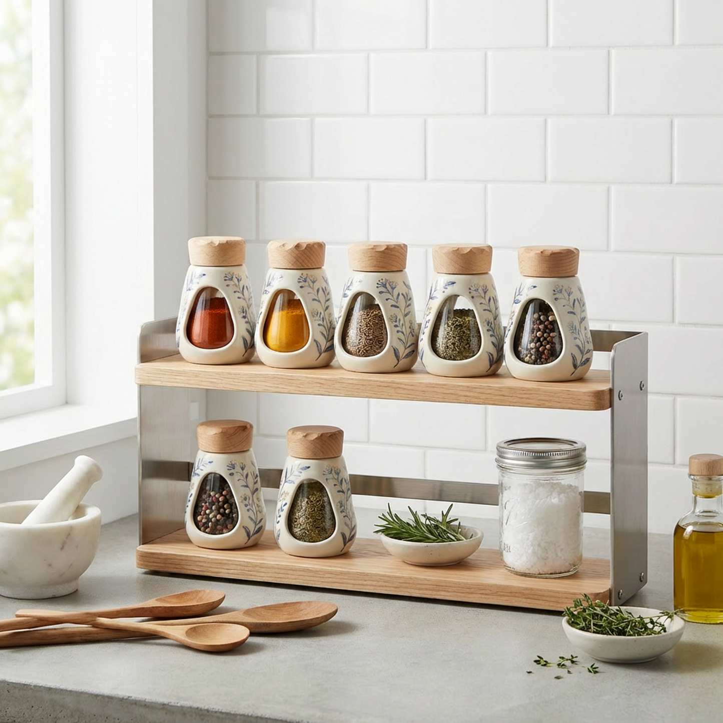 Hand-Painted Ceramic Spice Jar