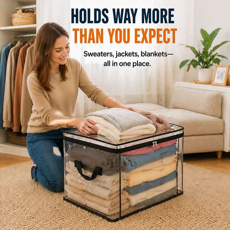 🔥Last Day 49% OFF📦Portable Large Heavy-Duty Thick Plastic Clear Storage Box with Hinged Lid | Home. Travel & Camping