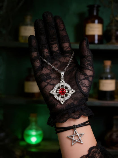 🔥LAST DAY SALE 49% OFF-Mystical Birthstone Witches Knot Necklace – Natural Crystal🔮💞Protect Your Loved Ones