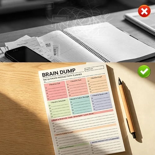 🔥 Brain Dump Planner Pad – Clear Your Mind, Organize Your Day & Focus on What Matters