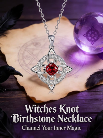 🔥LAST DAY SALE 49% OFF-Mystical Birthstone Witches Knot Necklace – Natural Crystal🔮💞Protect Your Loved Ones