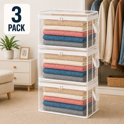 🔥Last Day 49% OFF📦Portable Large Heavy-Duty Thick Plastic Clear Storage Box with Hinged Lid | Home. Travel & Camping