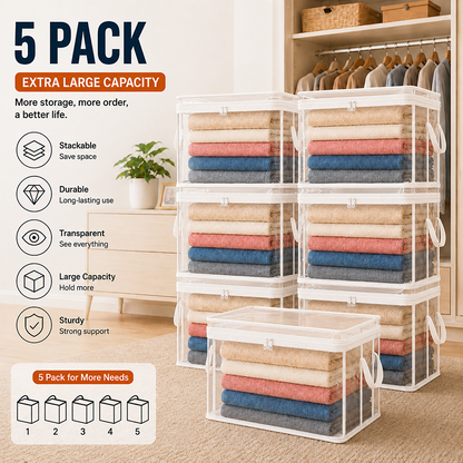 🔥Last Day 49% OFF📦Portable Large Heavy-Duty Thick Plastic Clear Storage Box with Hinged Lid | Home. Travel & Camping