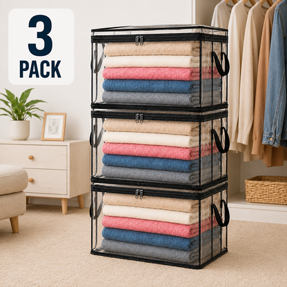 🔥Last Day 49% OFF📦Portable Large Heavy-Duty Thick Plastic Clear Storage Box with Hinged Lid | Home. Travel & Camping
