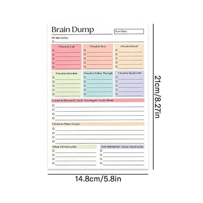 🔥 Brain Dump Planner Pad – Clear Your Mind, Organize Your Day & Focus on What Matters