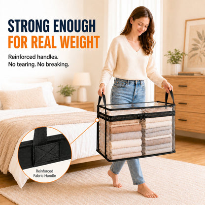 🔥Last Day 49% OFF📦Portable Large Heavy-Duty Thick Plastic Clear Storage Box with Hinged Lid | Home. Travel & Camping