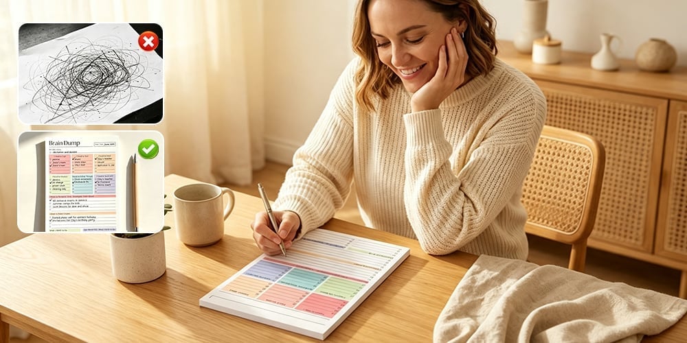 🔥 Brain Dump Planner Pad – Clear Your Mind, Organize Your Day & Focus on What Matters