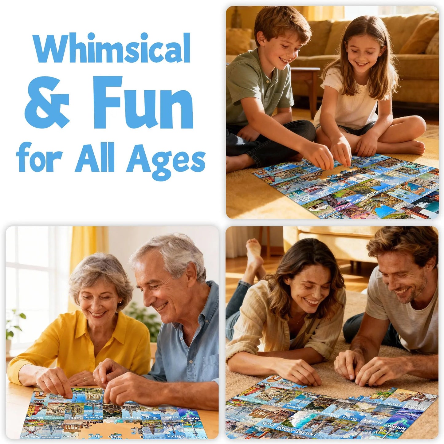 🧩1000 Piece Travel Puzzle for Adults – 63 World Wonders City Jigsaw Puzzle. Non-Glare Finish. Challenging Family Game & Gift Idea