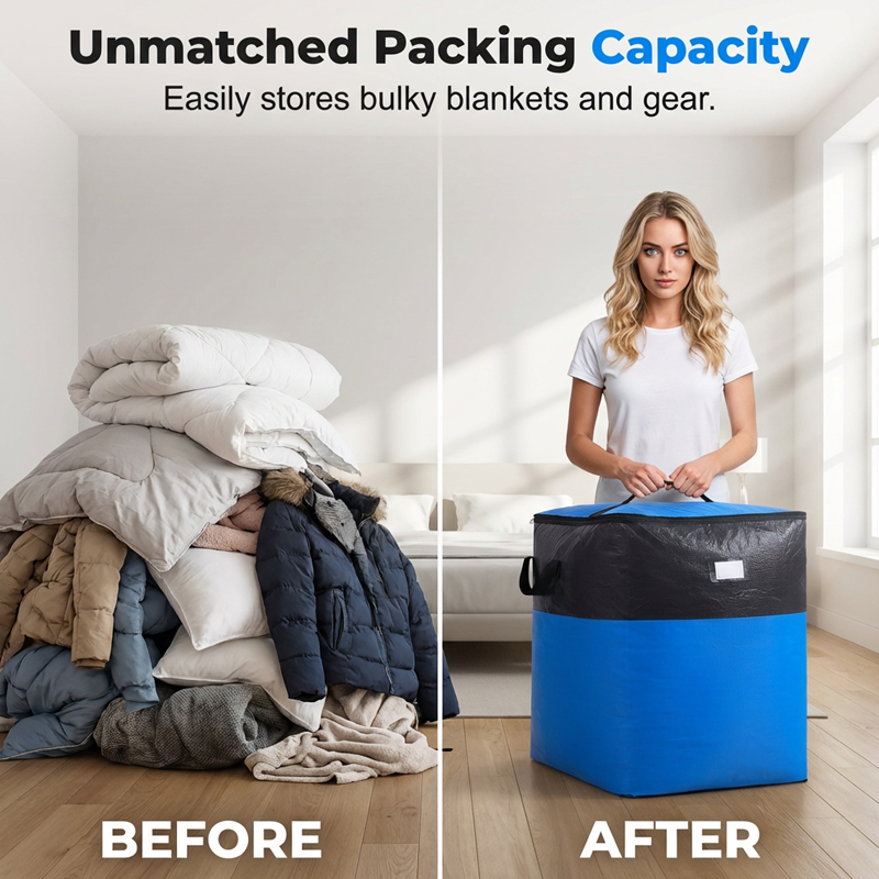 📦 50% OFF NOW! 🧳 Collapsible Storage and Moving Bag – Heavy-duty handles & zippered closure – Folds flat. perfect for moving. travel or closet organization – reusable & easy to clean 🏠